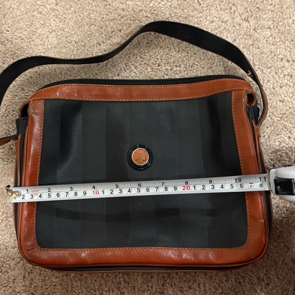 Fendi Black and Chestnut brown Leather Men’s Crossbody Bag AUTHENTIC VINTAGE - Picture 6 of 7